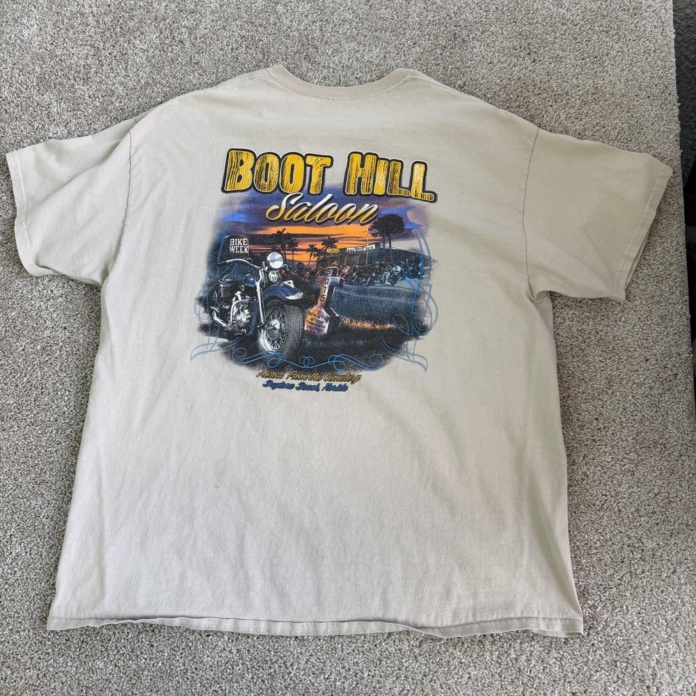Boot Hill Saloon Shirt Mens XL Beige Bike Week Motorcycle Tee T-Shirt